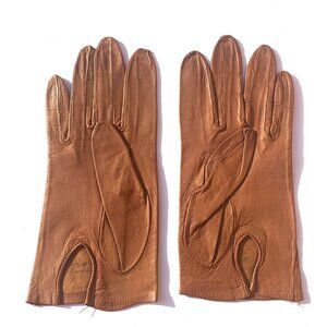 VTG Women’s Lederer de Paris Leather Dress Gloves Cognac, ‘60s Size 7